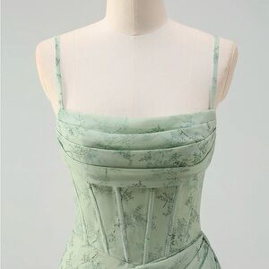 Strapless Mint Green Floral Dress - barely worn, like new!!!!!